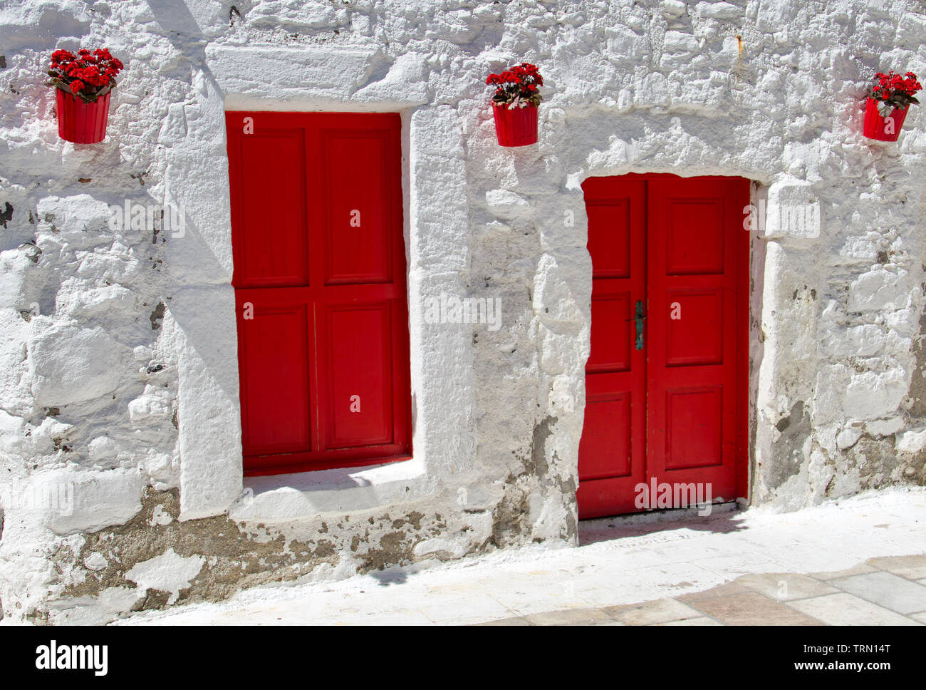 White House With Red Door In Bodrum Turkey Stock Photo 255544152