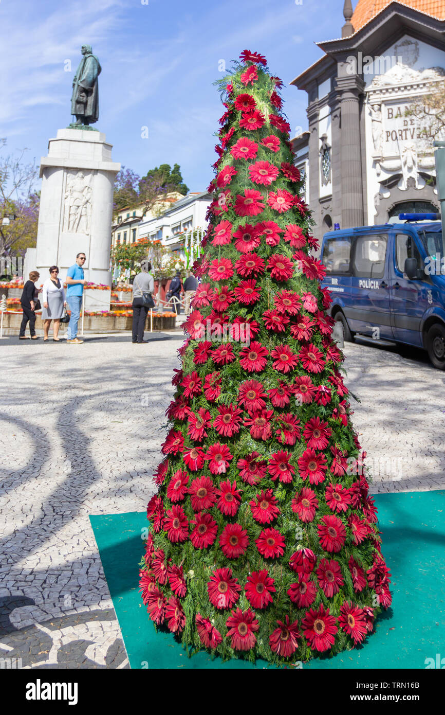 Colorful displays of flowers during Funchal's spring flower festival