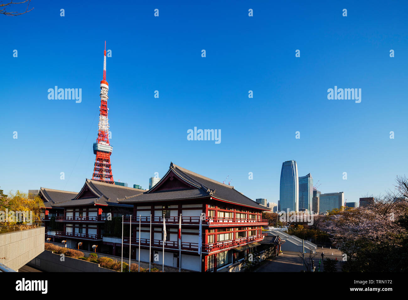 Asia, Japan, Tokyo, Roppongi, Tokyo Tower, Zojoji temple Stock Photo
