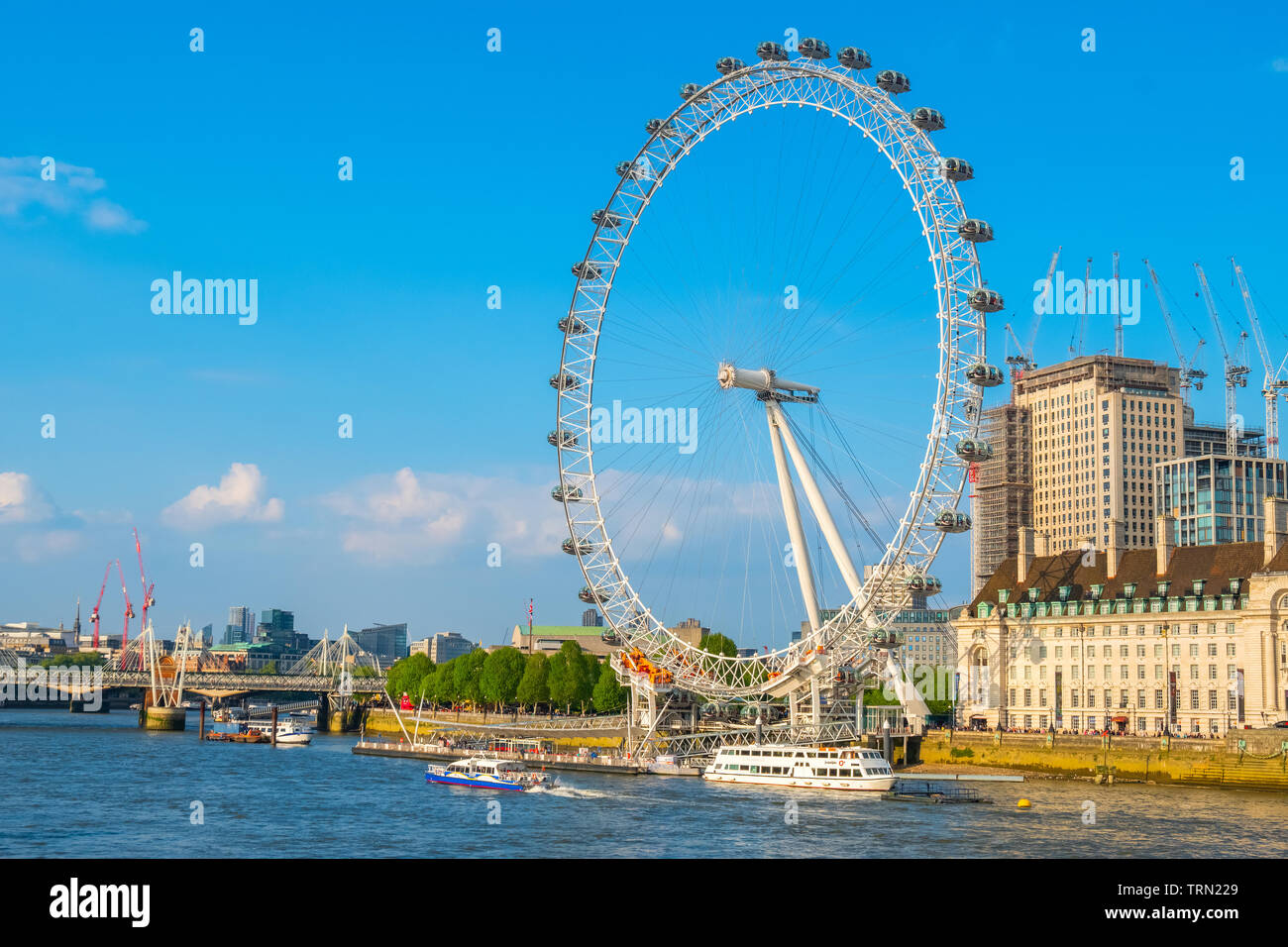 London, UK May 13 2018 The London Eye is a cantilevered observation