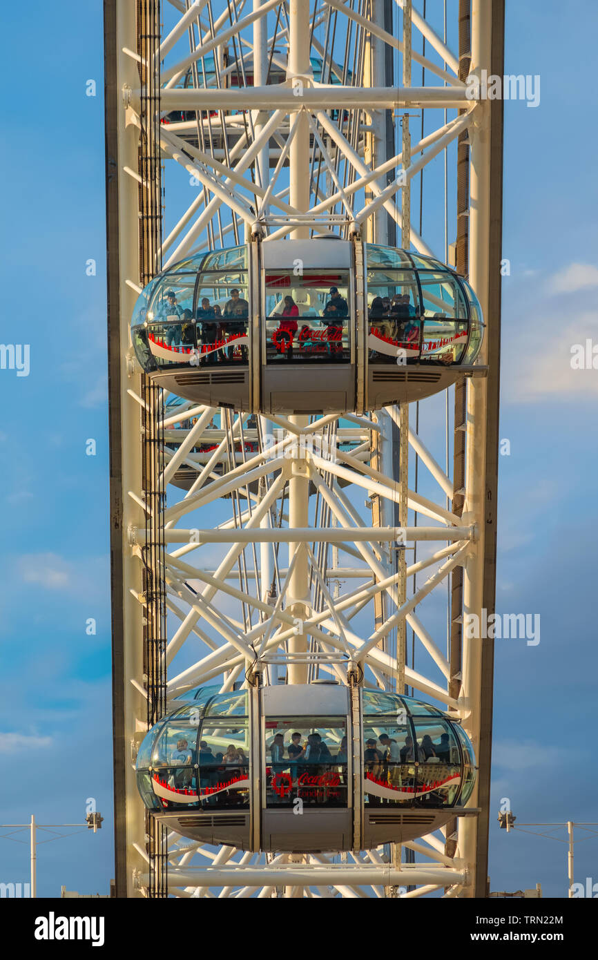London, UK May 13 2018 The London Eye is a cantilevered observation