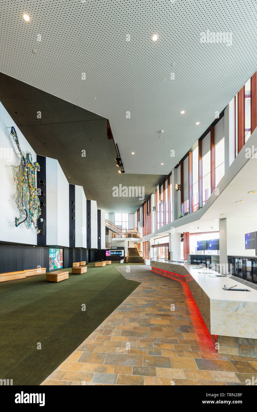 The foyer of the Cairns Performing Arts Centre, completed in late 2018.  Cairns, Queensland, Australia Stock Photo