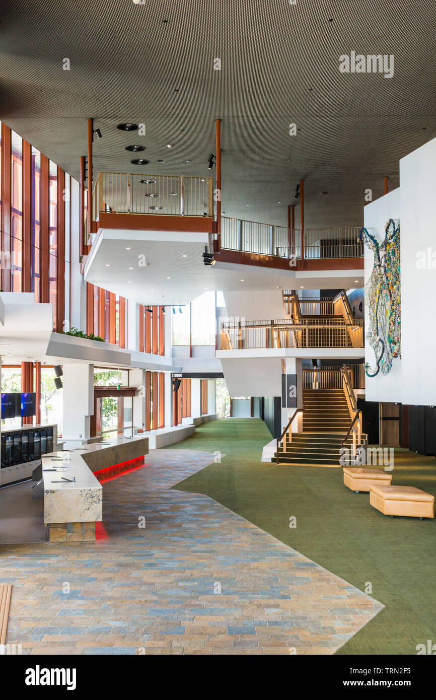 The foyer of the Cairns Performing Arts Centre, completed in late 2018 ...