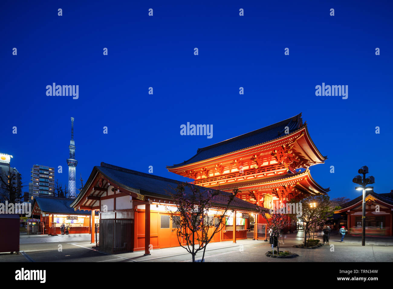 Asia, Japan, Tokyo, Asakusa, Sensoji temple and Tokyo Skytree Stock Photo