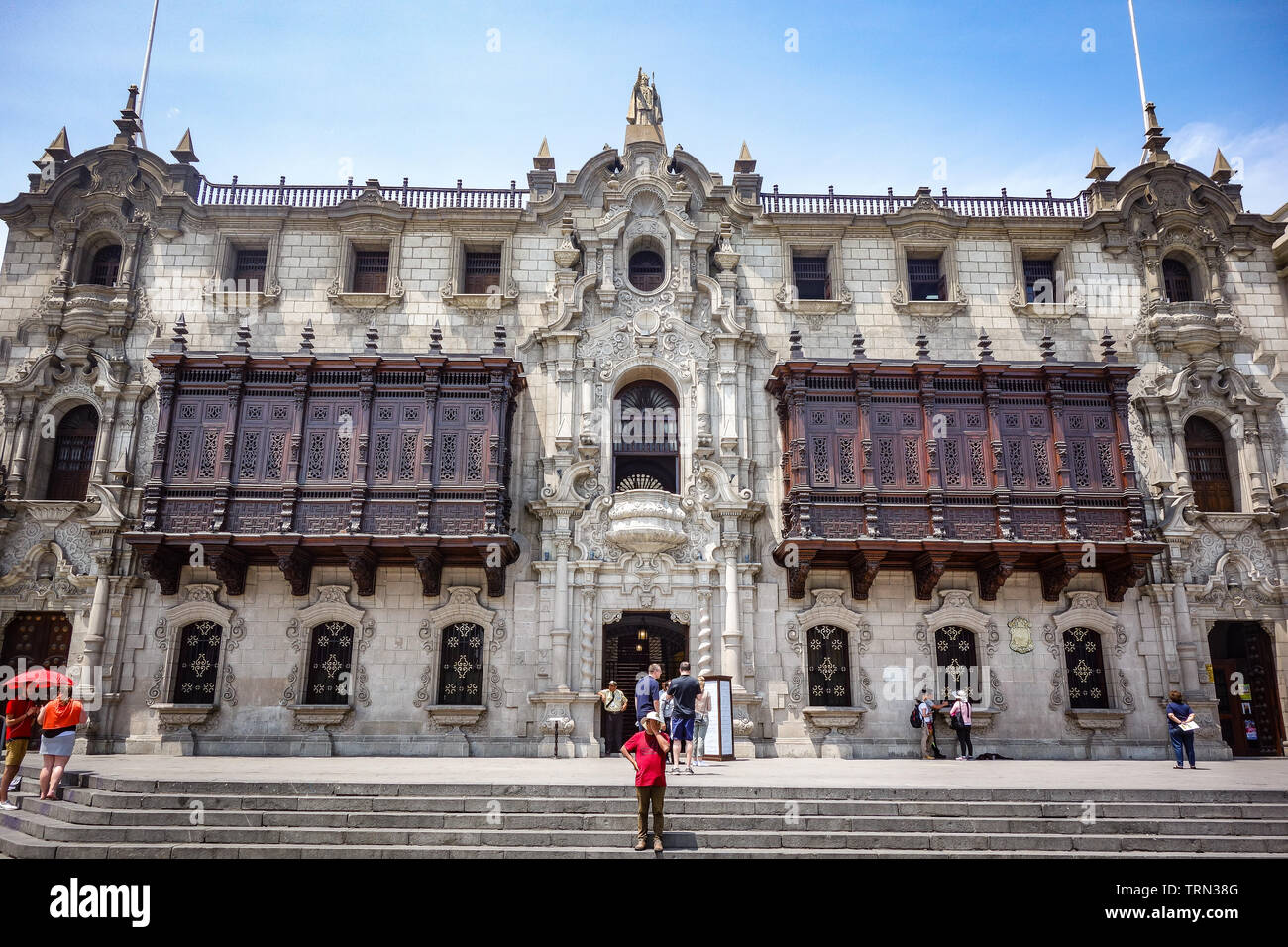 lima-peru-april-7-2018-the-elaborate-facade-of-the-archbishops