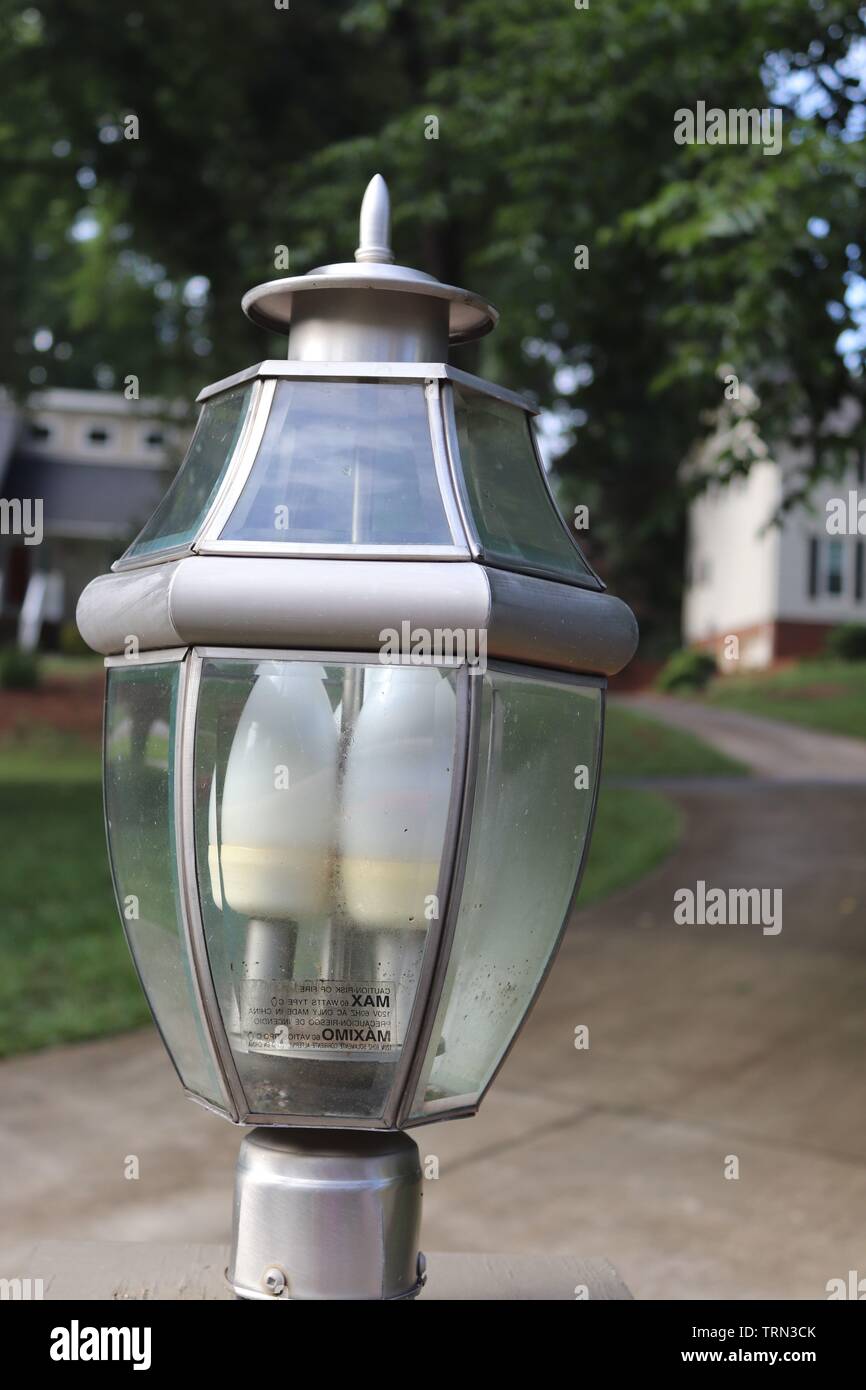 Lamp post in a driveway Stock Photo Alamy