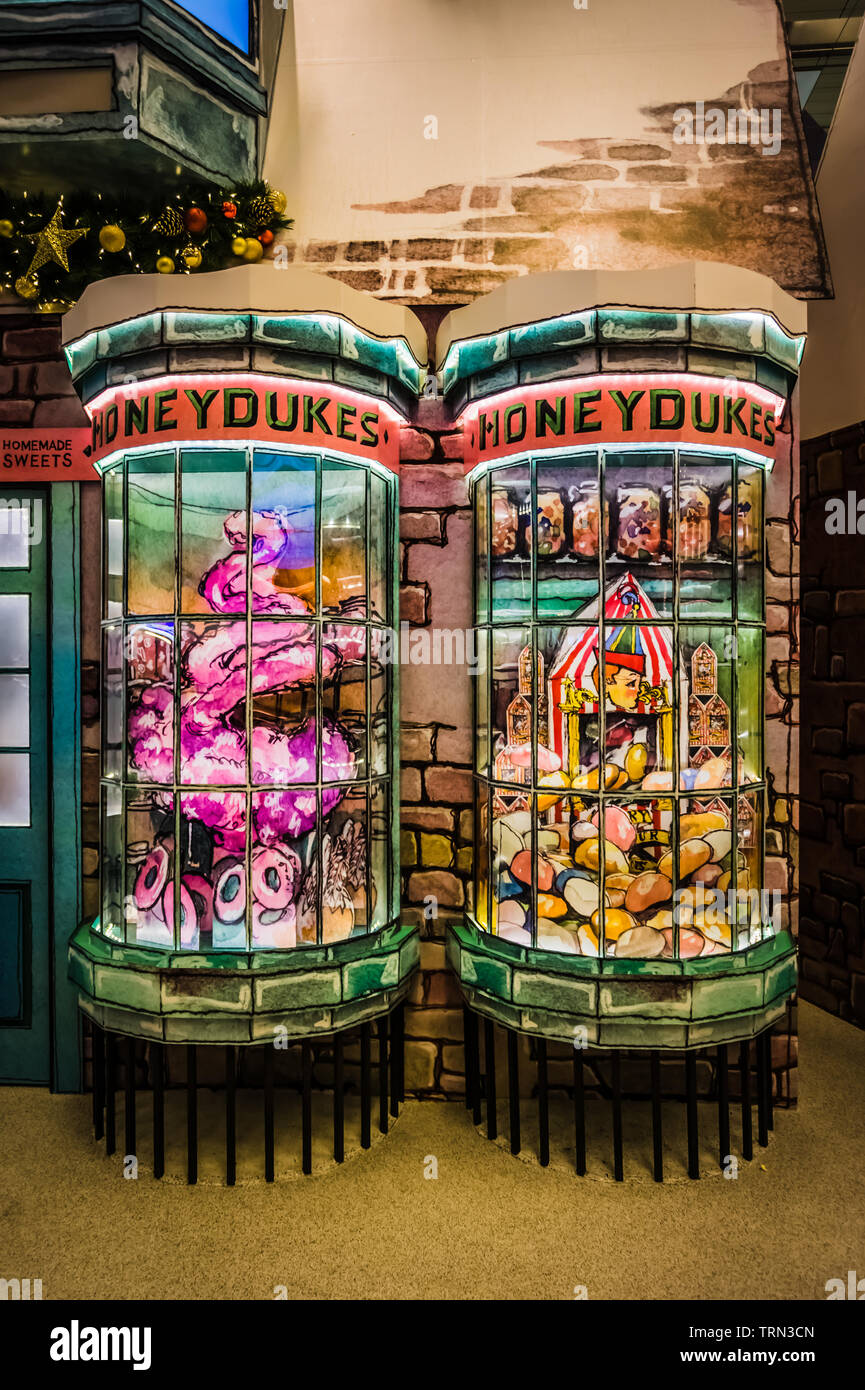 Singapore - Nov 18, 2018: A Wizarding World Holiday at Changi, a Harry Potter-themed event held in Changi Airport, Terminal 3, Singapore. Stock Photo