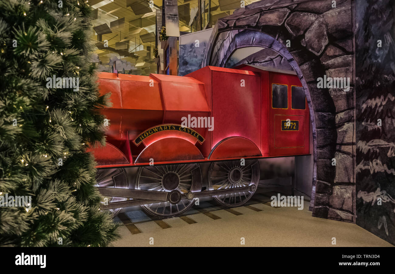 Singapore - Nov 18, 2018: A Wizarding World Holiday at Changi, a Harry Potter-themed event held in Changi Airport, Terminal 3, Singapore. Stock Photo