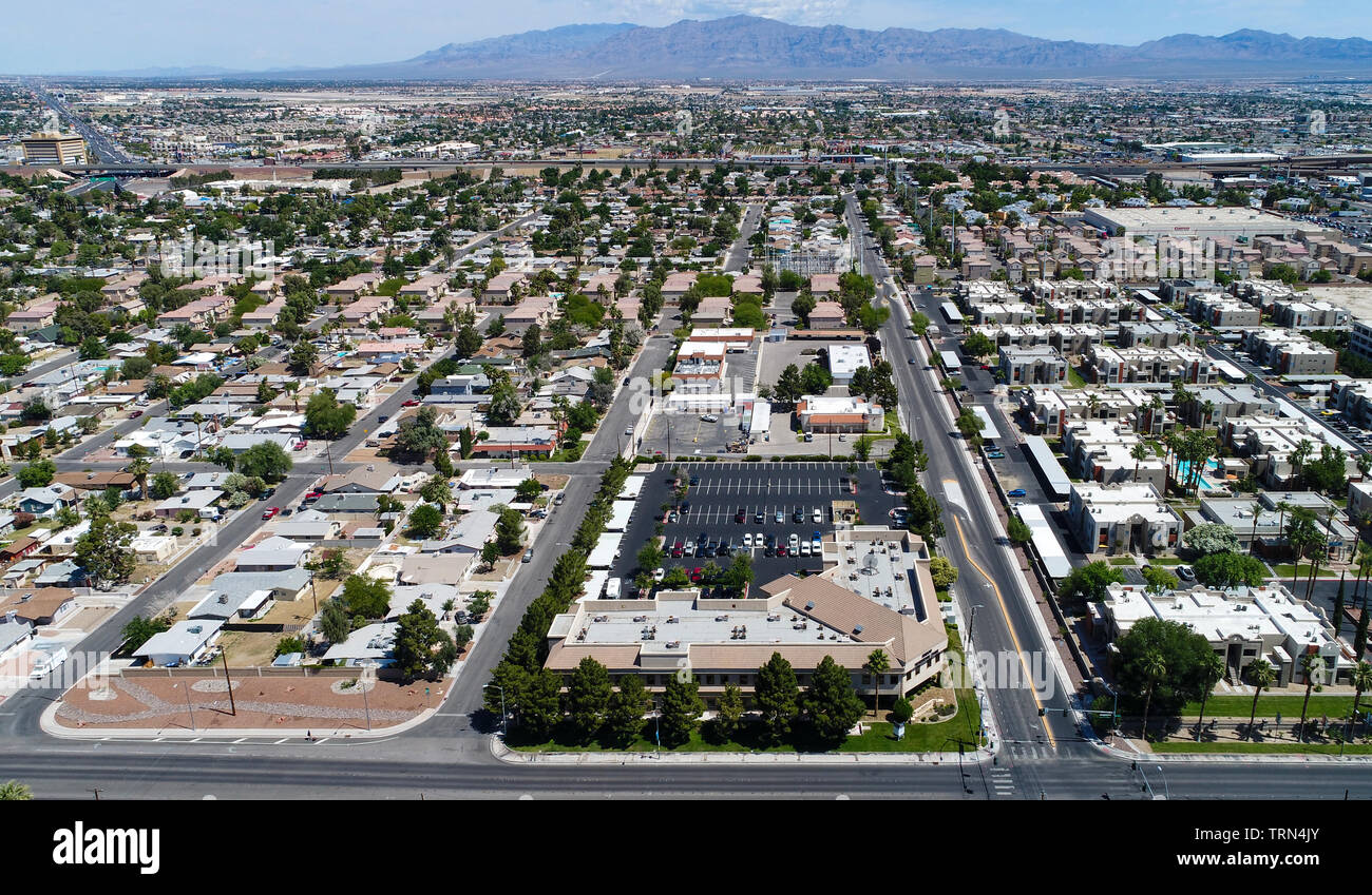 Las Vegas commercial property aerial view. Stock Photo