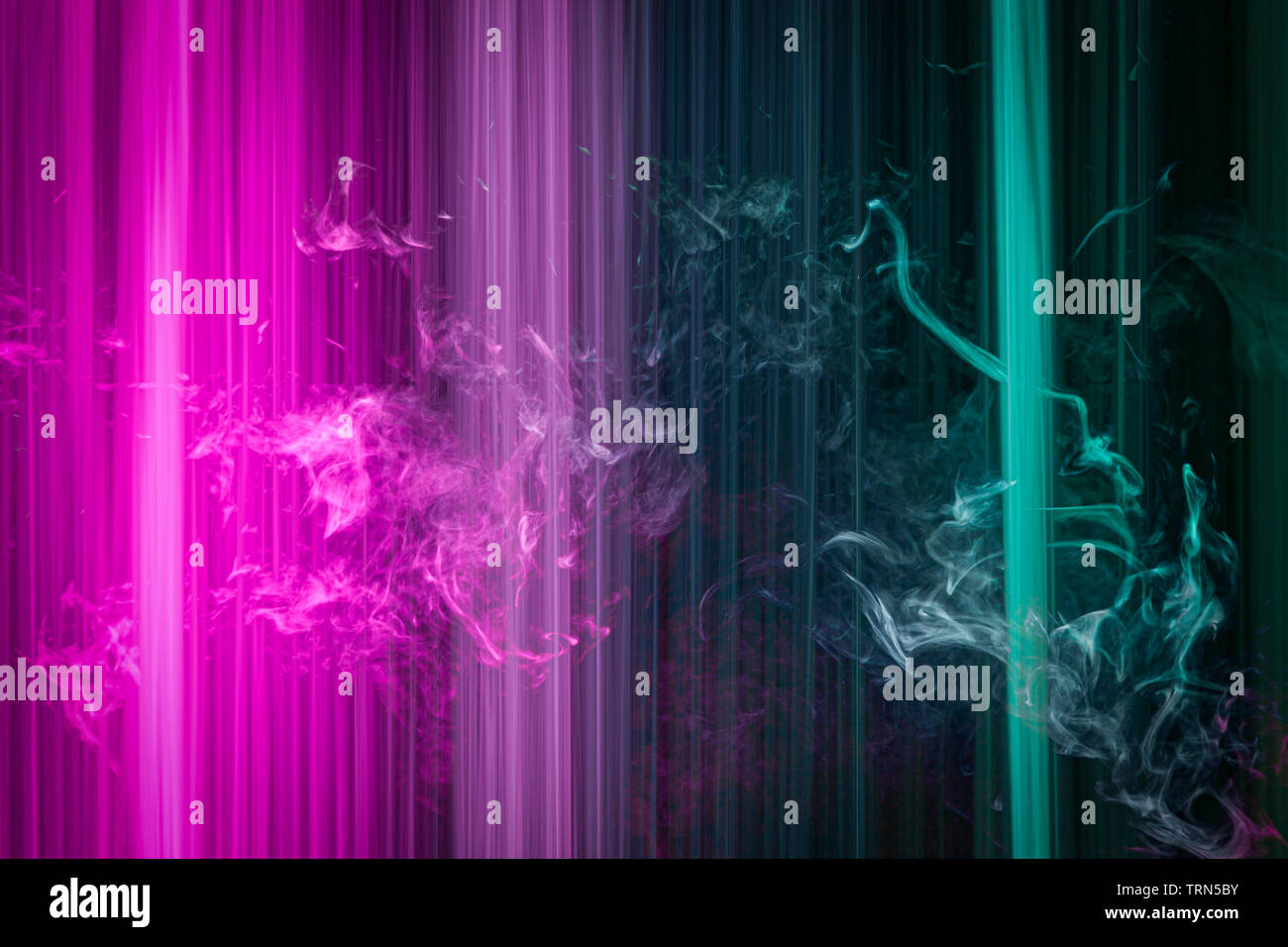 Abstract blue and pink neon glowing crossing lines pattern. Dark ...
