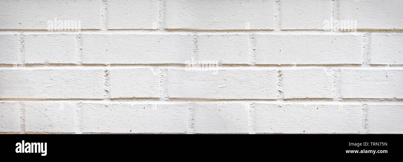 White brick wall background panorama Stock Photo