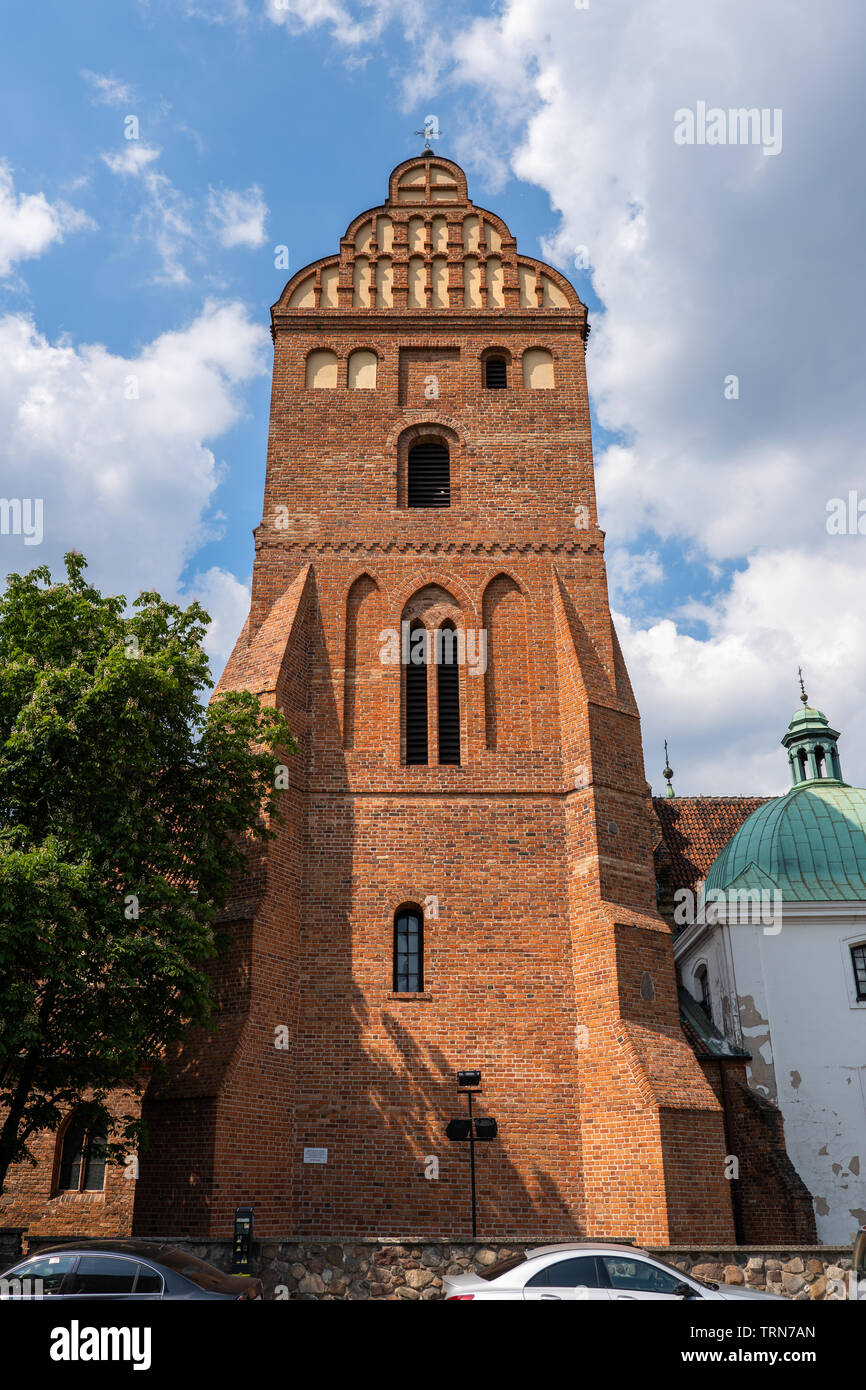 Church of the Visitation of the Blessed Virgin Mary gothic tower in Warsaw, Poland. Stock Photo