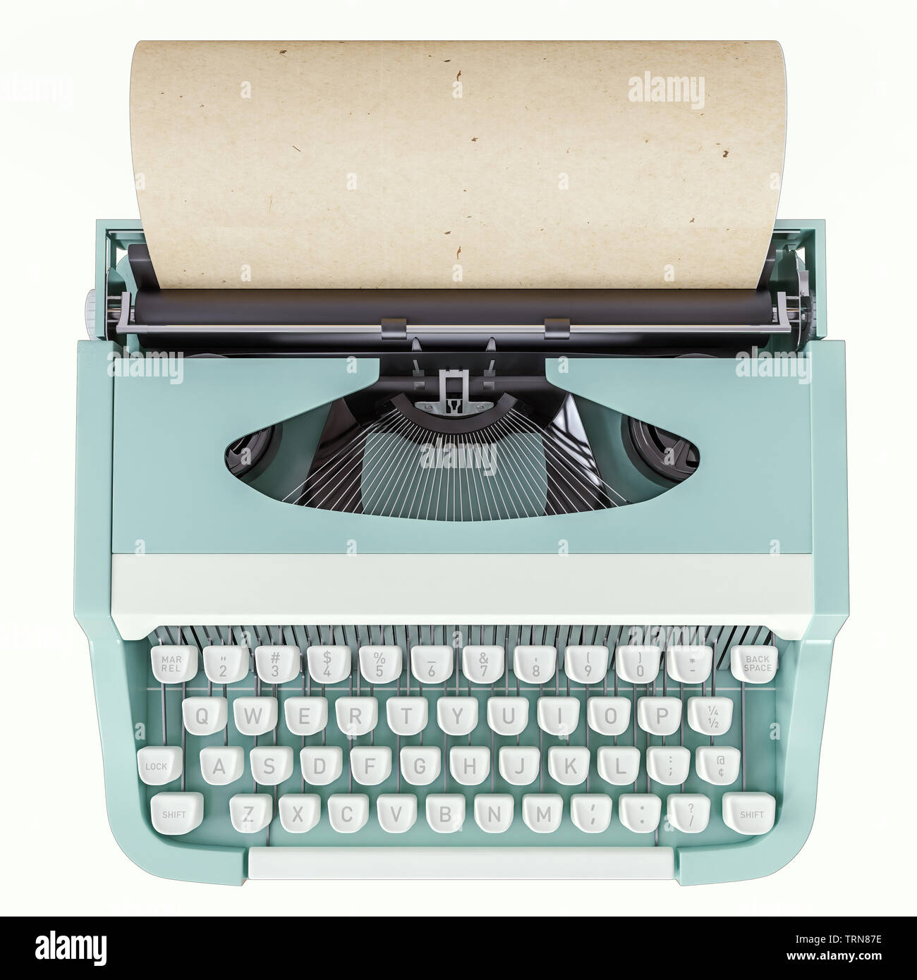 Old typewriter isolated on white, concept of writing, journalism, creating a document, nostalgia, 3d rendering Stock Photo