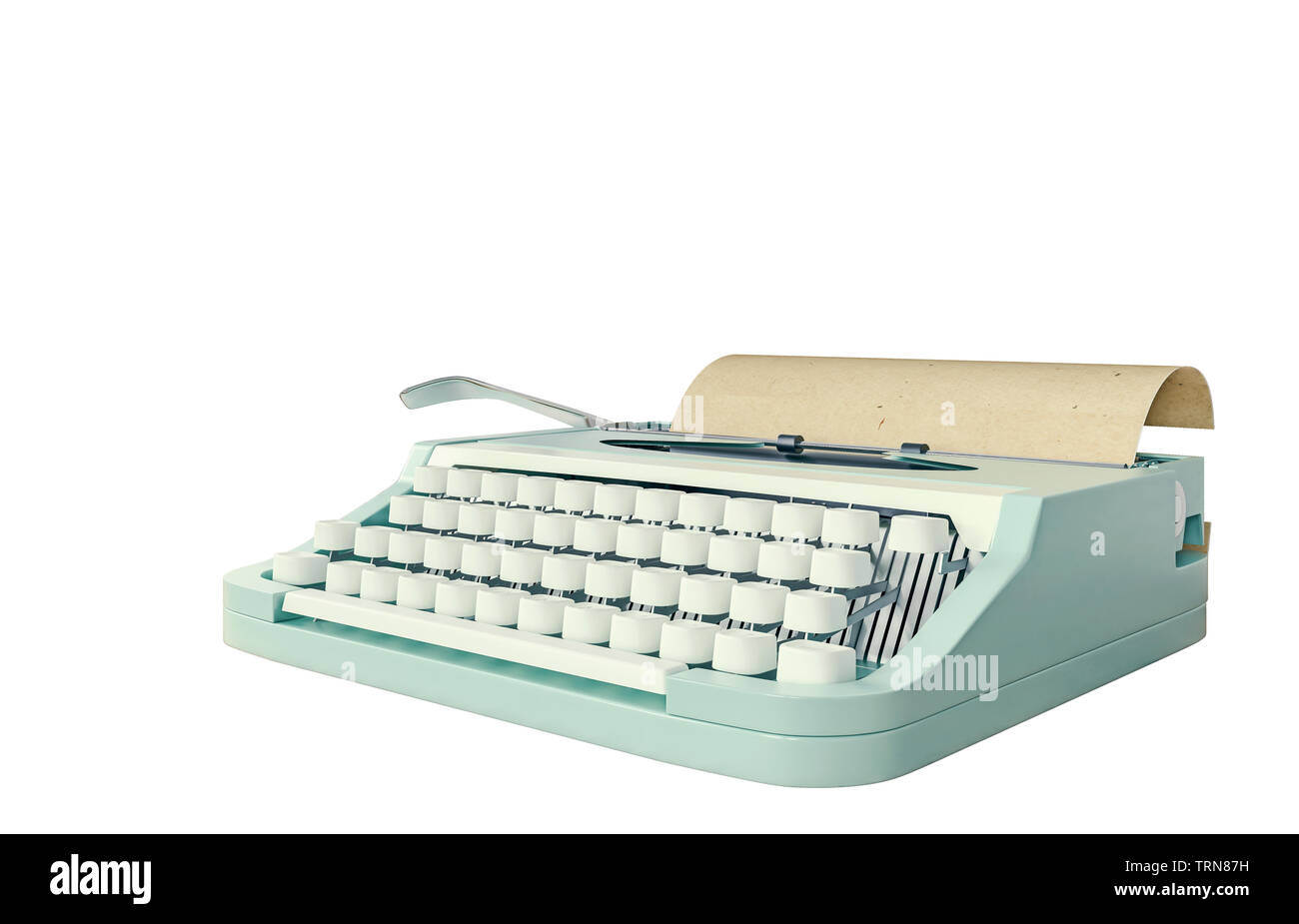 Old typewriter isolated on white, concept of writing, journalism, creating a document, nostalgia, 3d rendering Stock Photo