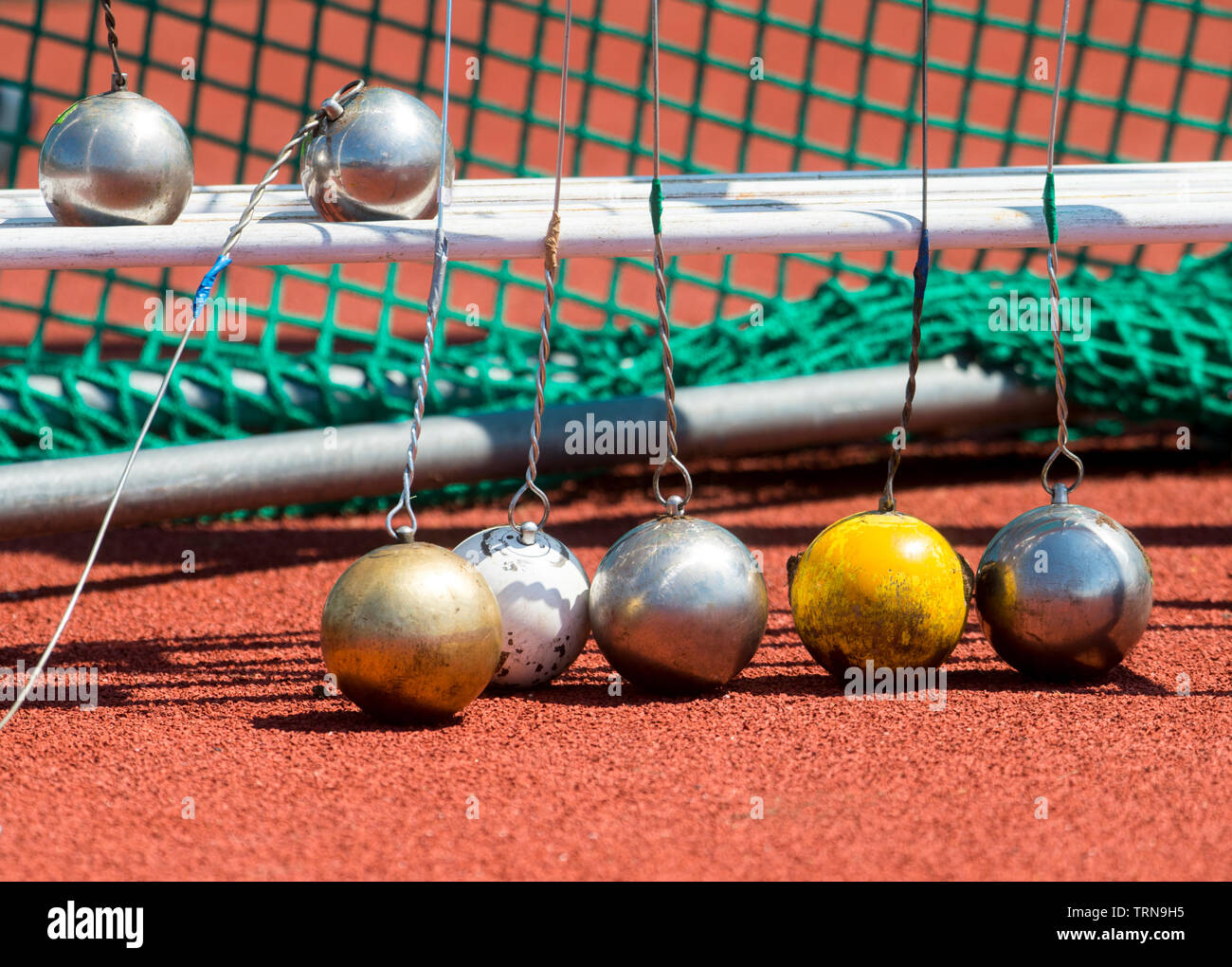 Hammer throw on the track and field stade Stock Photo Alamy