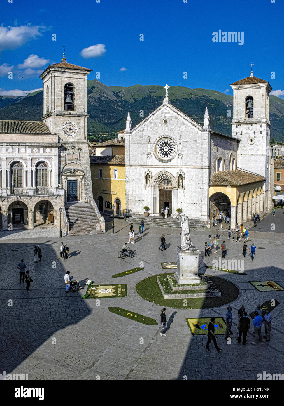 Italy Umbria Norcia - Piazza San Benedetto Stock Photo