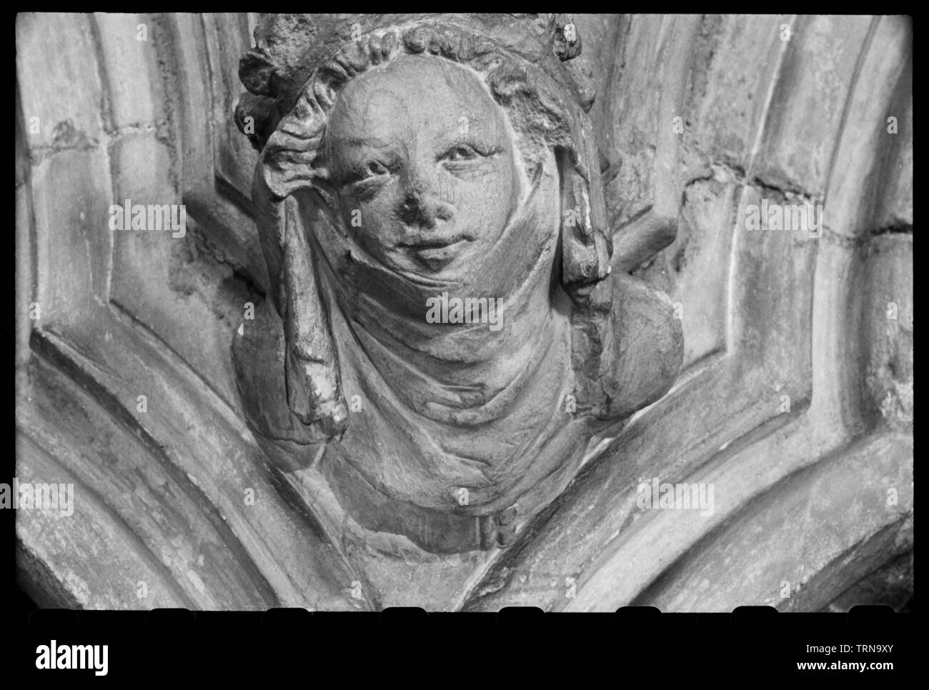 Carved woman's head, Minster Church of St John, Beverley, East Riding of Yorkshire, c1955-c1980. Creator: Ursula Clark. Stock Photo