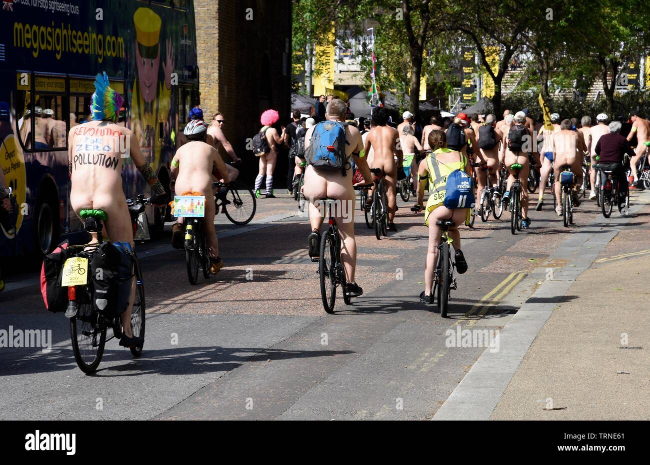 world naked bike Ride London Nude 2017 Nude Cyclists take part in the 16th Naked Bike Ride as part of the World  Naked Bike Ride, Southbank, London. UK Stock Photo - Alamy