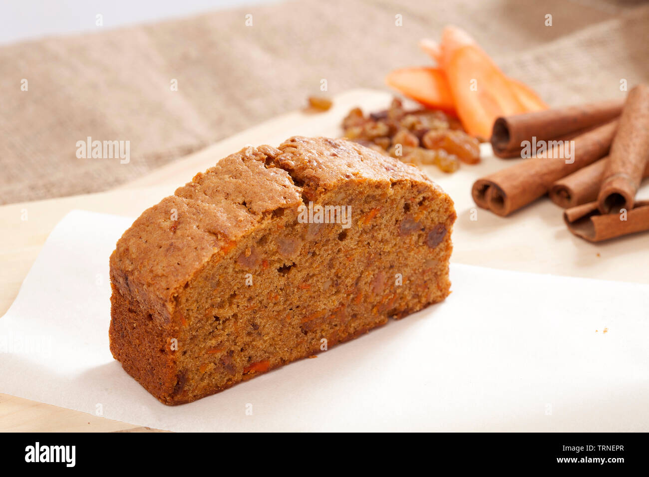 slice cake with carrot cinnamon and pecan Stock Photo