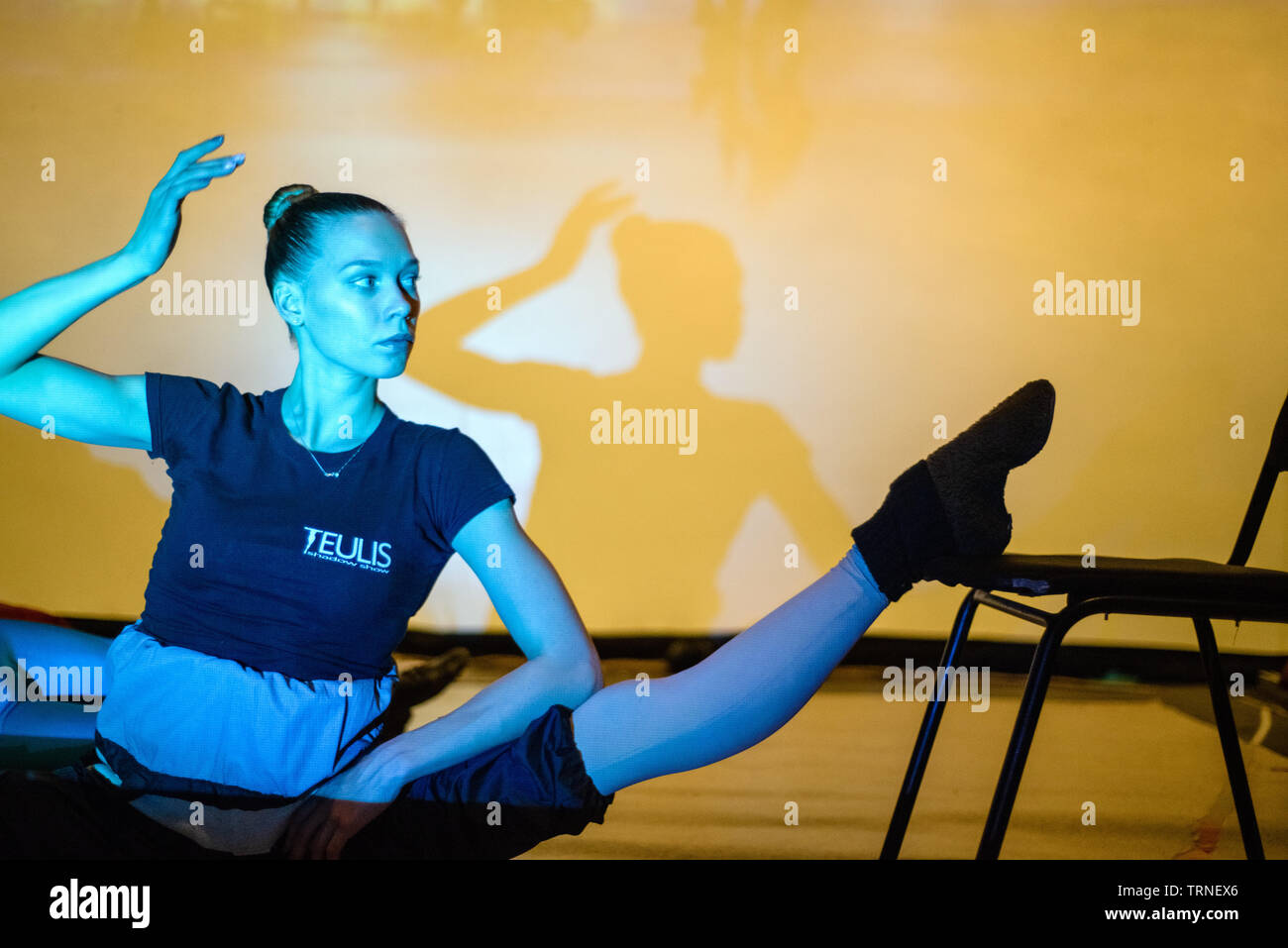 Artists of Teulis Shadow Theater during the performance in Kiev