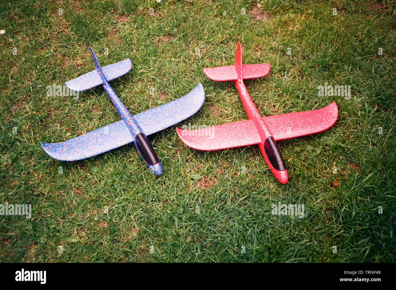 Foam hand throw aeroplane toy, Medstead, Hampshire, England, United Kingdom. Stock Photo