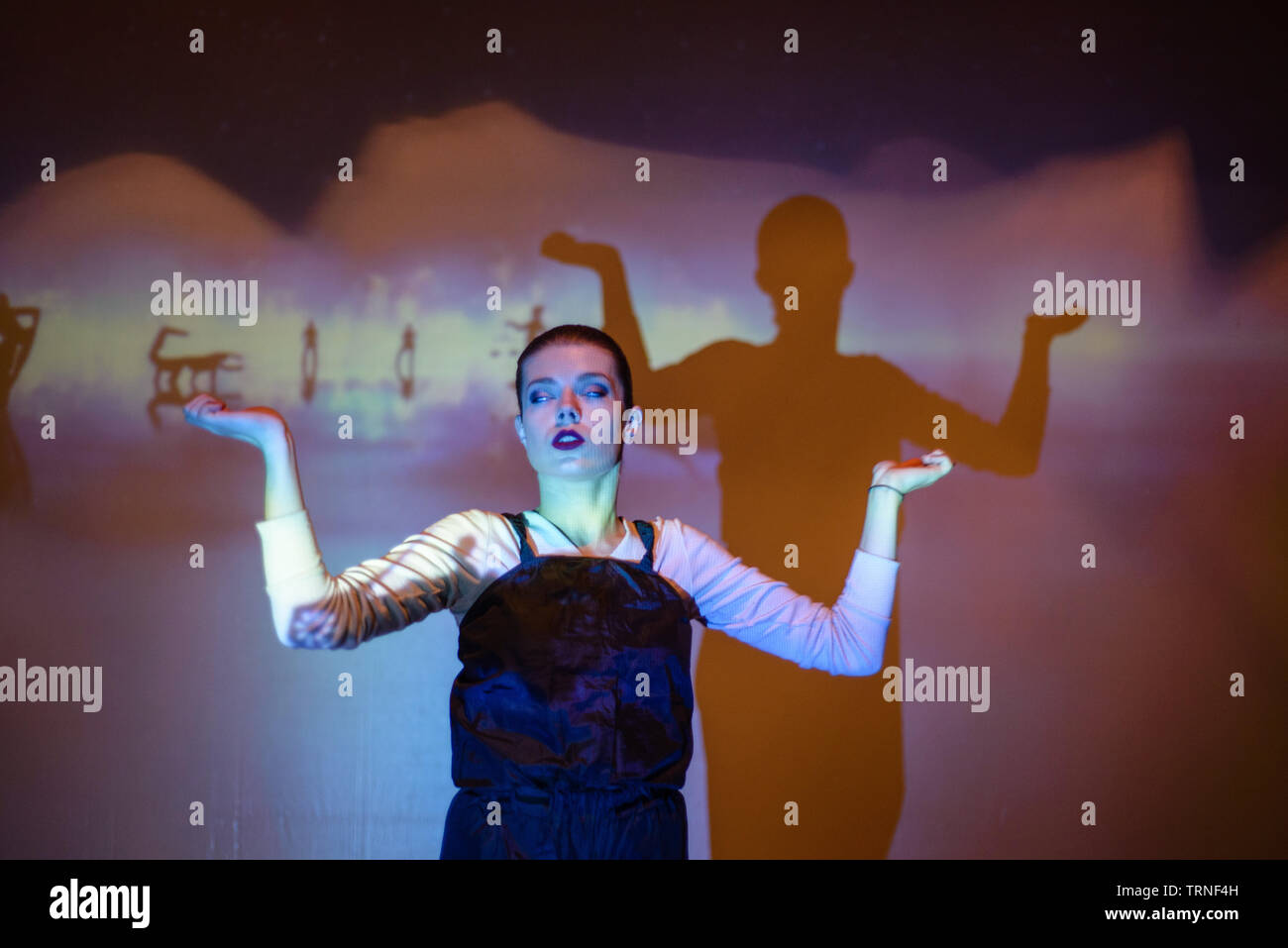 Artists of Teulis Shadow Theater during the performance in Kiev