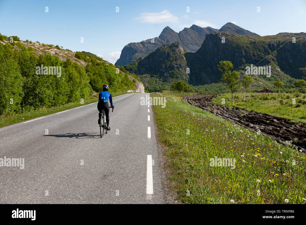 Exploring Heroy Island, Norway by bike in summer 2019 Stock Photo