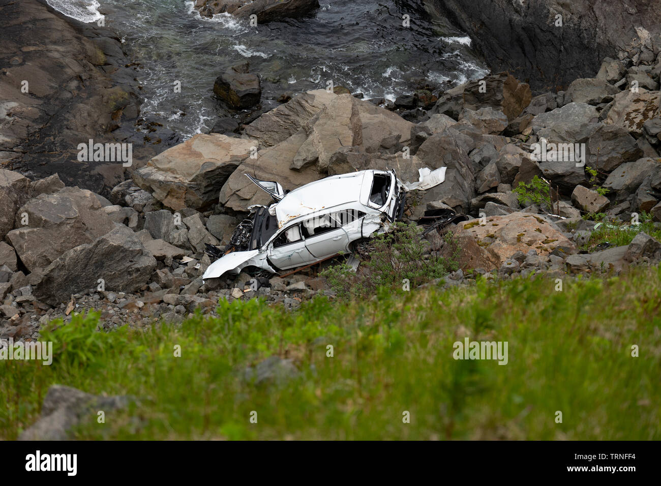 car crash over cliff clipart
