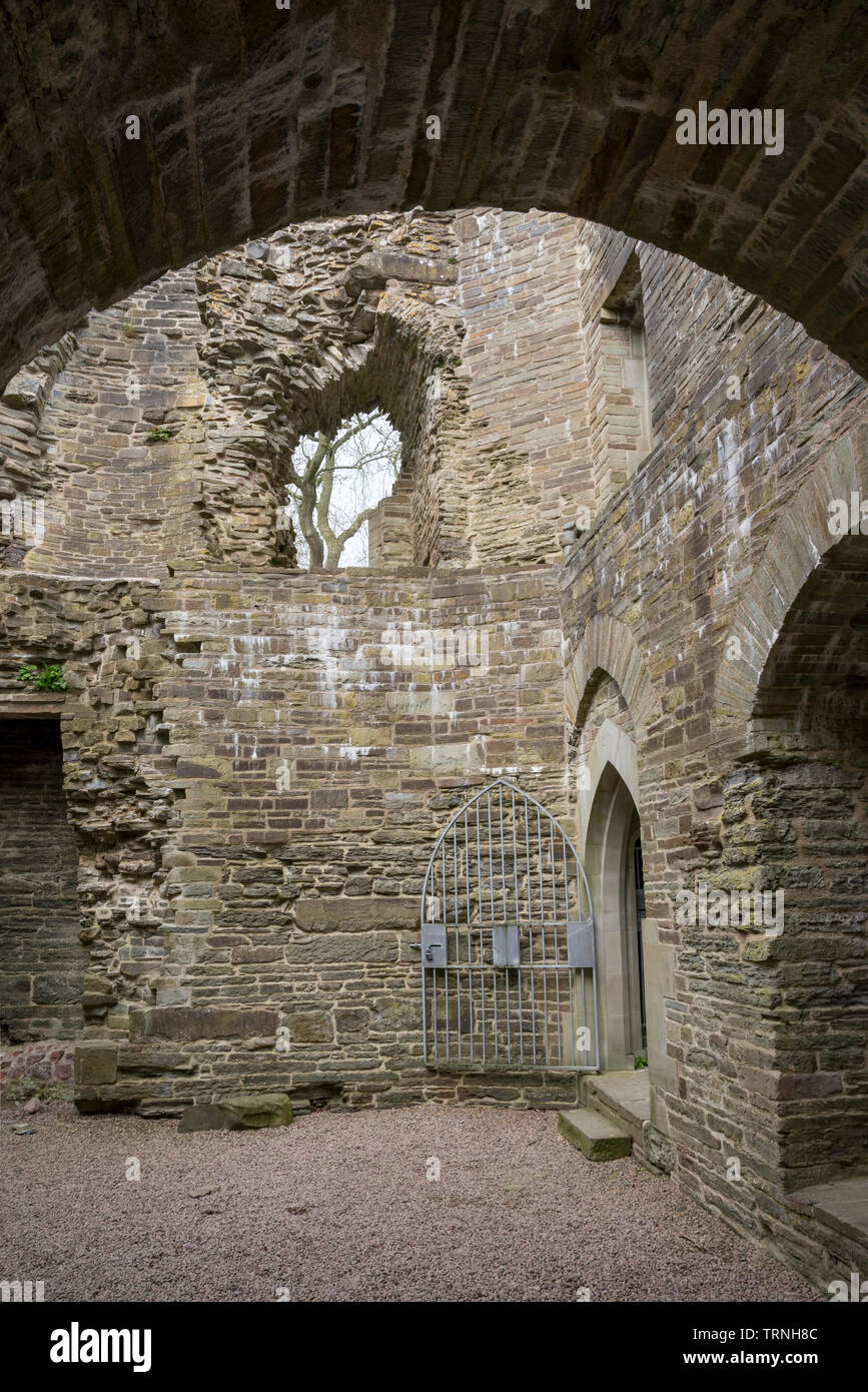 Hopton Castle, Shropshire, England. Restored as a historic visitor attraction in the Shropshire hills. Stock Photo