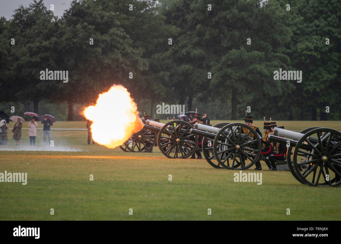 Hyde Park, London, UK. 10th June 2019. Gun salute in honour of the 98th