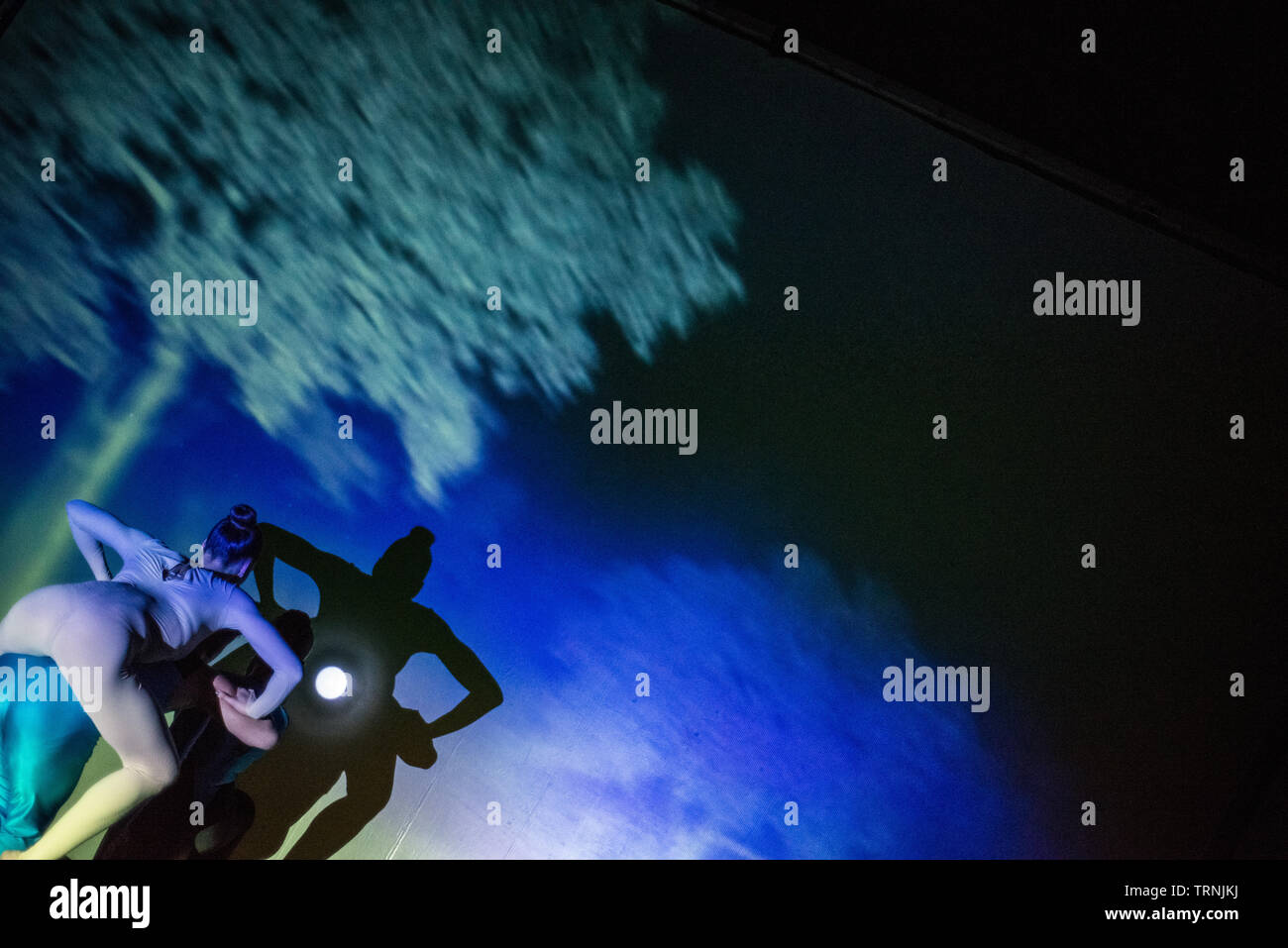 Artists of Teulis Shadow Theater during the performance in Kiev