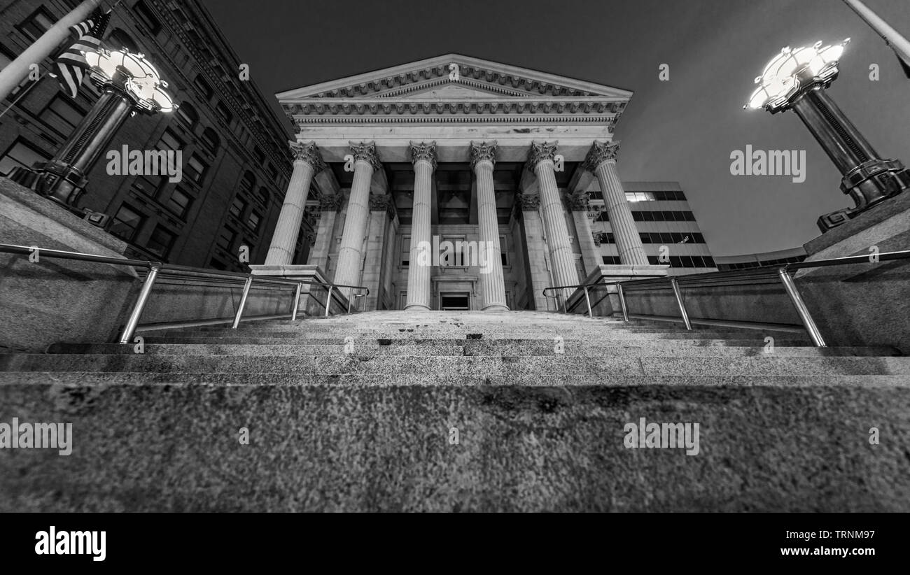 Old judicial building with ancient styled columns in Norfolk Virginia Stock Photo