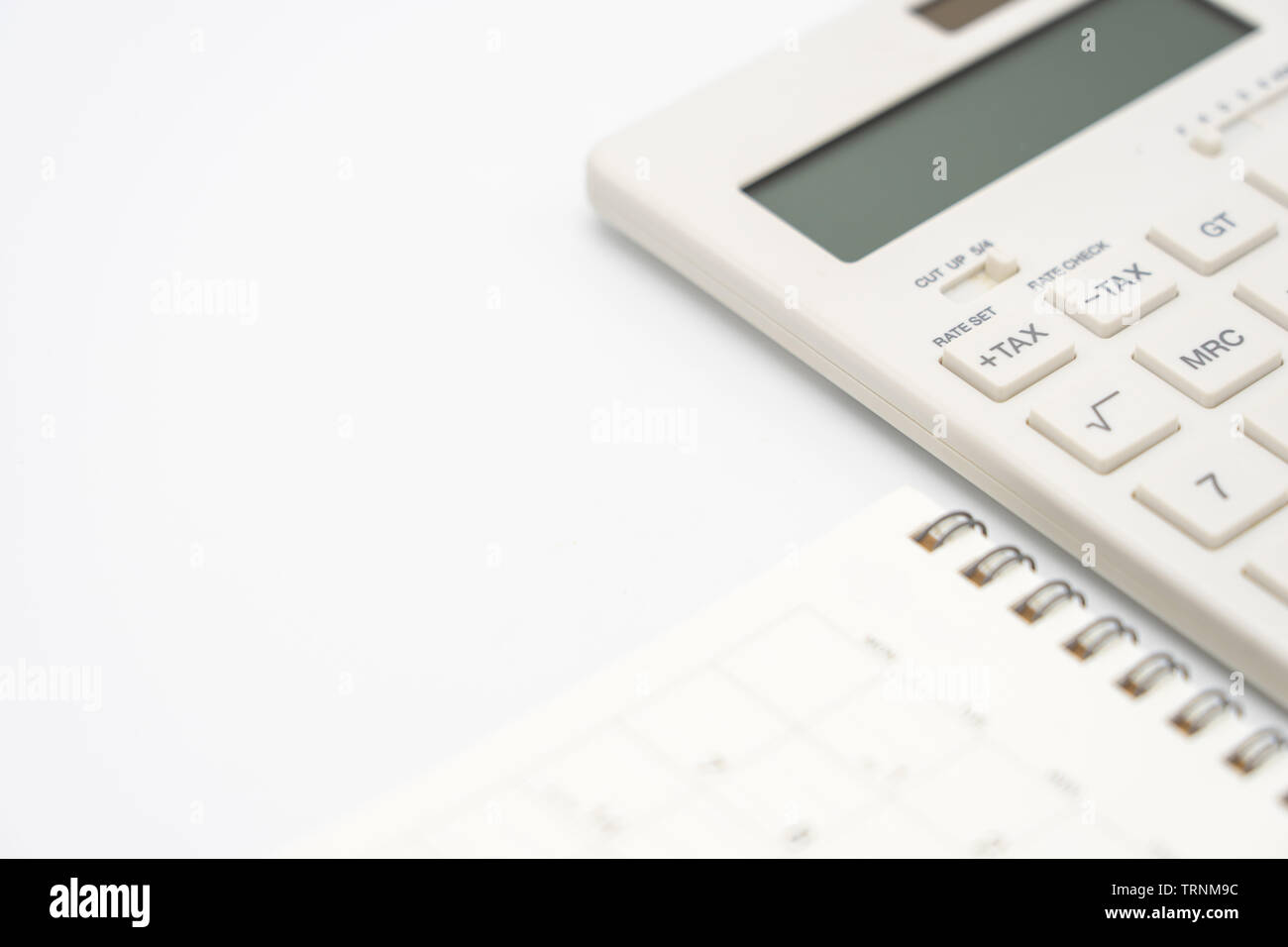 Flat Lay Of Top View Office Table Desk With Calendar Calculators