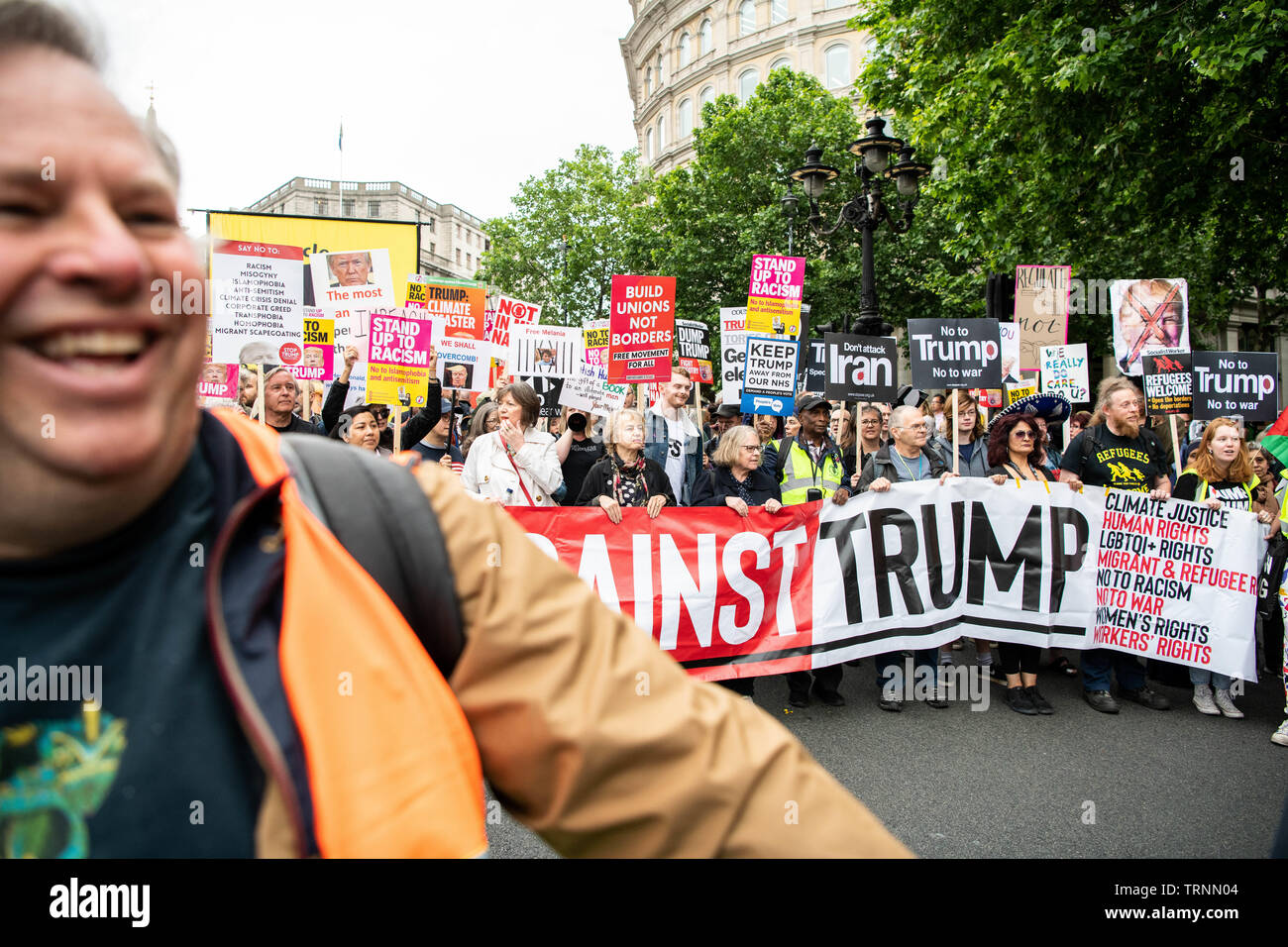 Pro Trump protesters pictured in early June, London 2019. Stock Photo