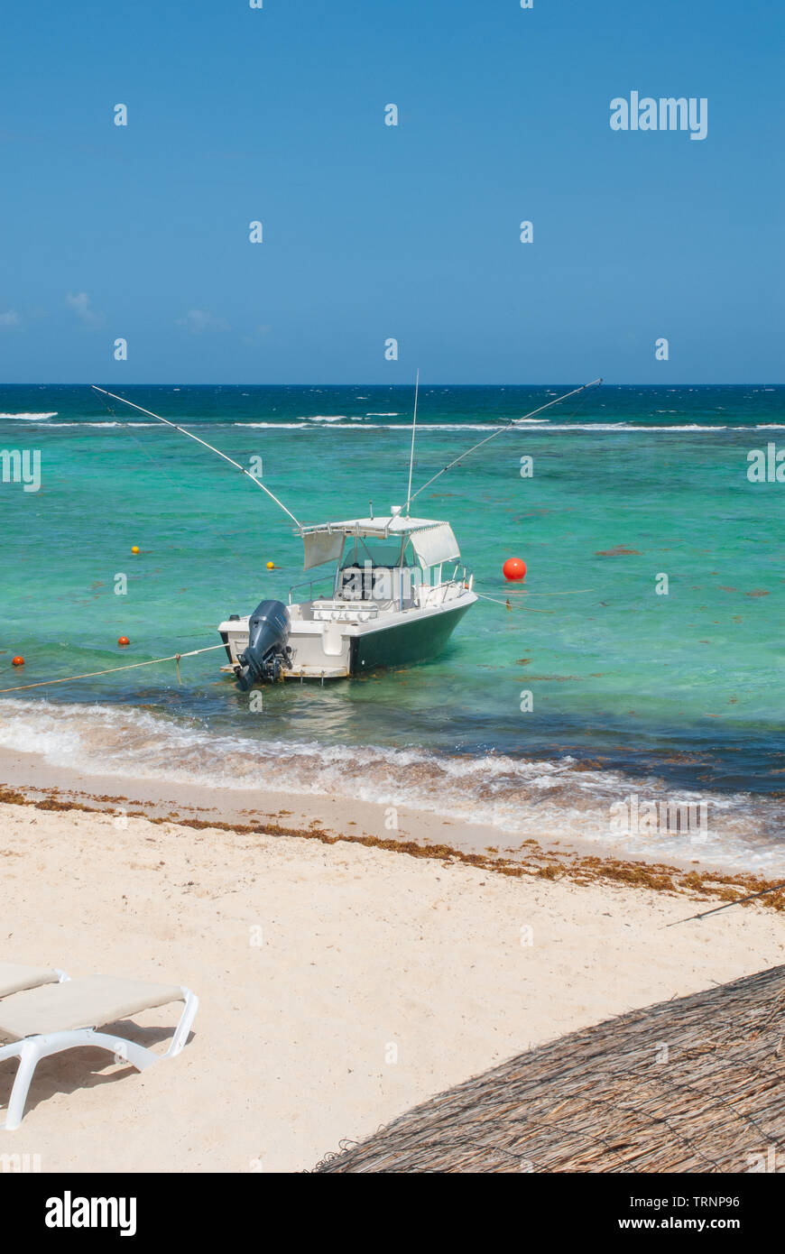 Fishing boat shot in Tulum, in the Mexican Yucatan peninsula Stock Photo