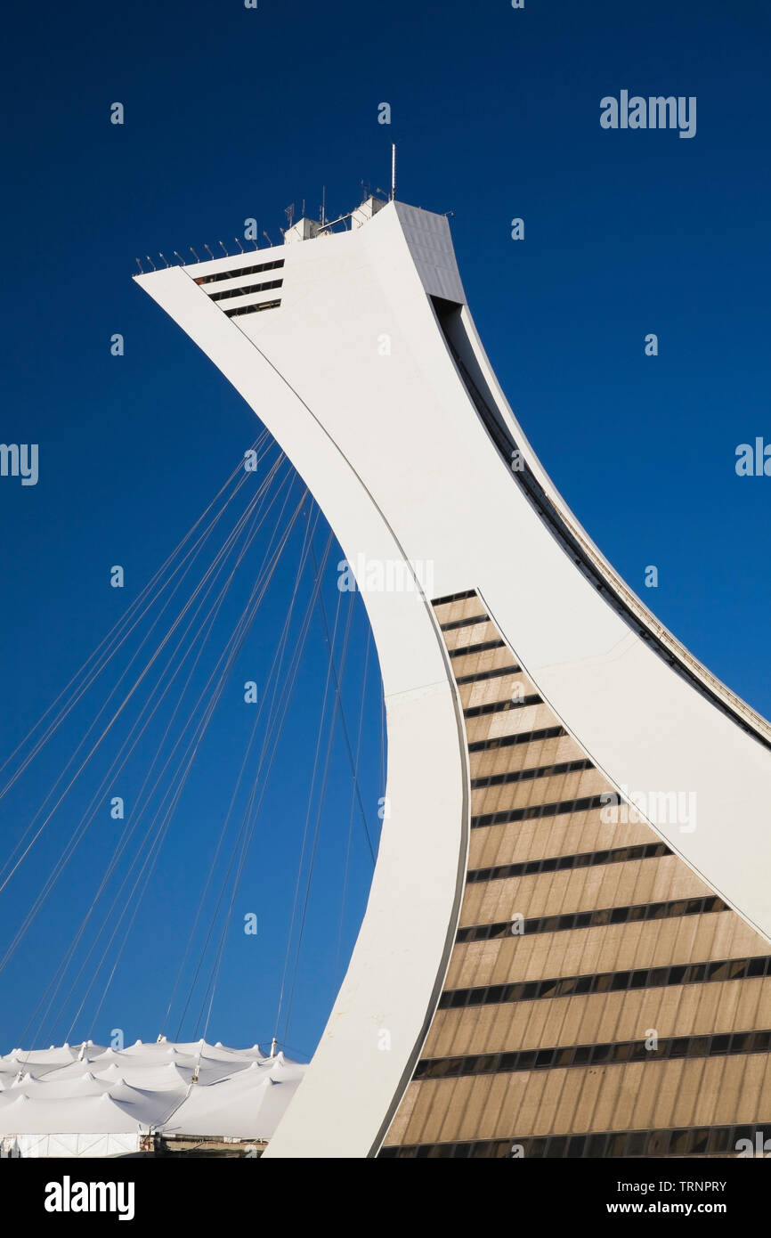 The Montreal Tower at the Olympic Stadium park, Montreal, Quebec, Canada Stock Photo