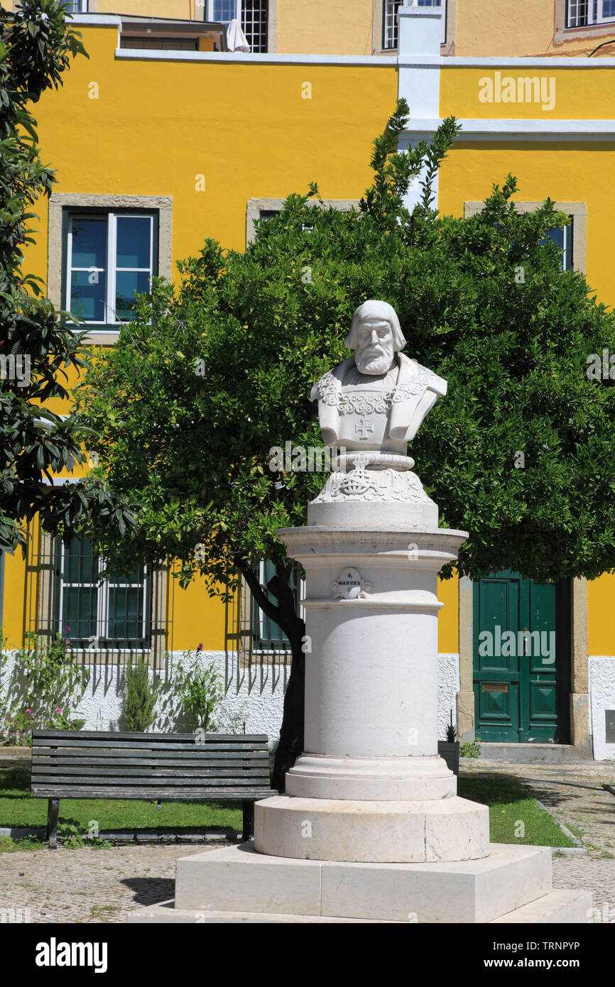 Portugal, Lisbon, Alfama, street scene, statue, Stock Photo