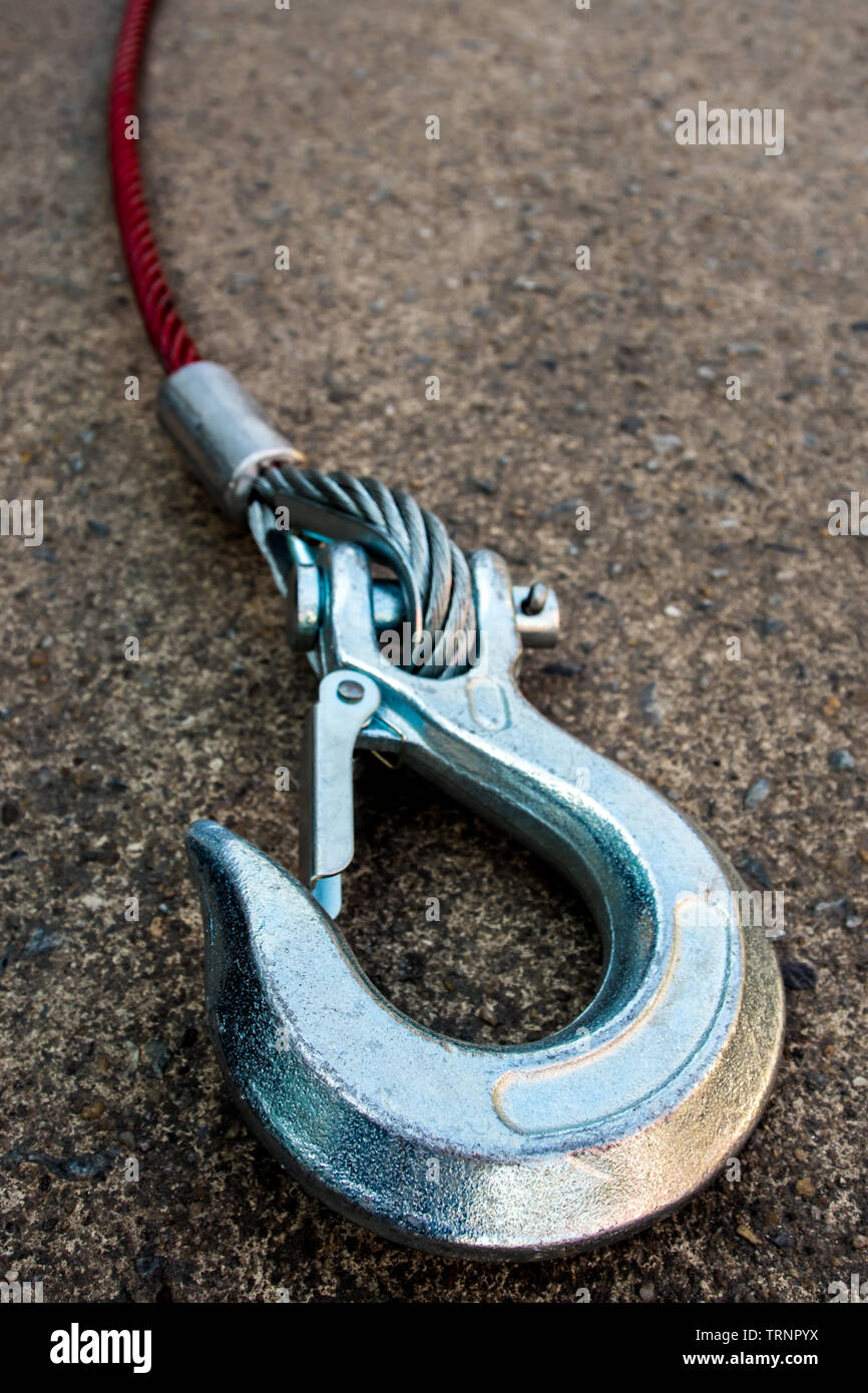 New cable and hook for install in the winch of car Stock Photo Alamy