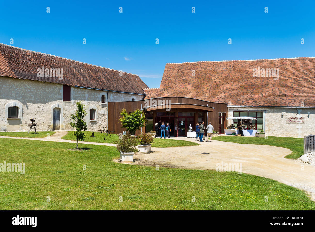Exhibition hall, theatre exterior - 'Salle de Spectacle', Charnizay, Indre-et-Loire, France. Stock Photo