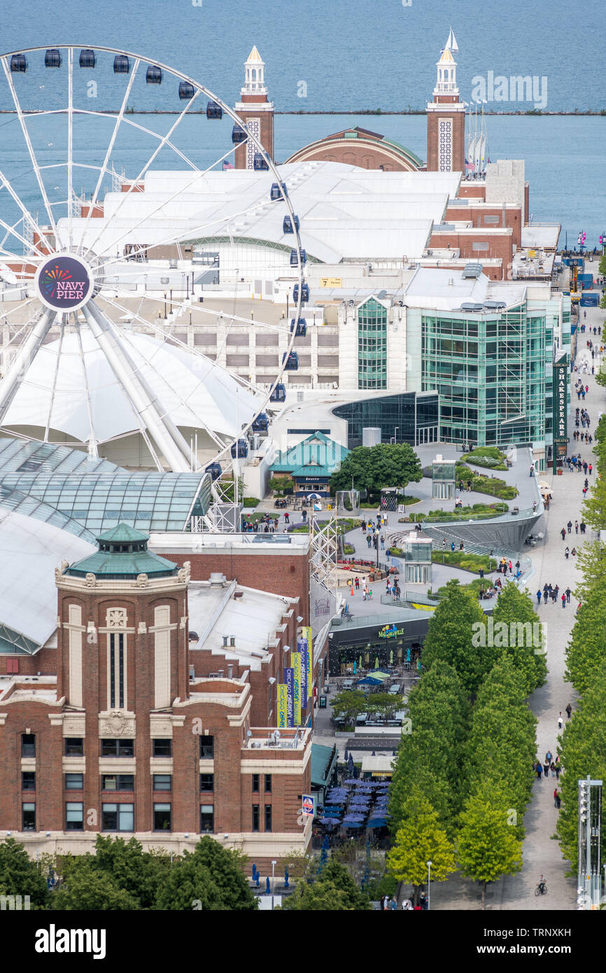 Aerial view of Navy Pier Stock Photo