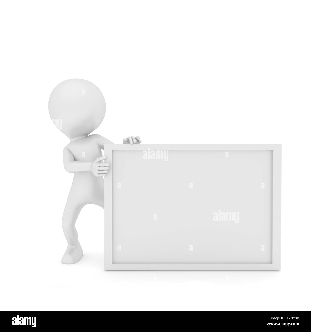 Prople and White Board. 3D rendering Stock Photo
