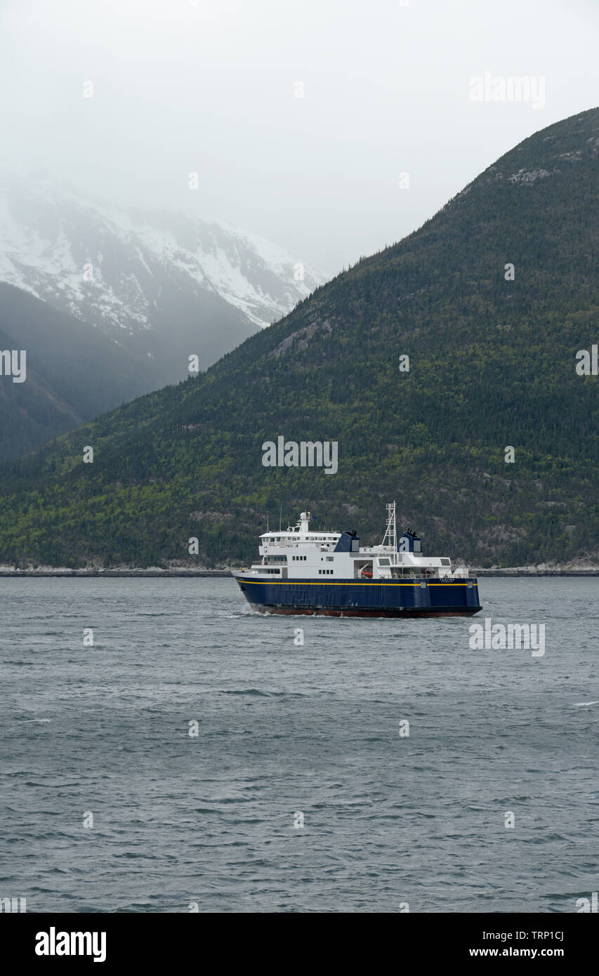 Alaska Ferry, Cruise Ship, Skagway, Lynn Canal, Southeast Alaska, Alaska Stock Photo