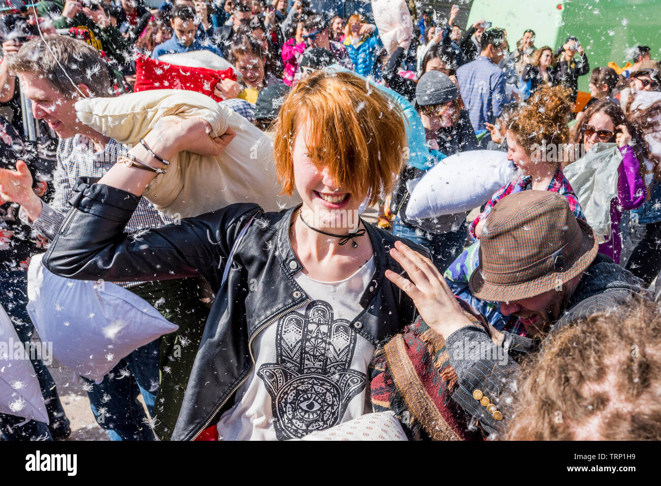International pillow fight day Stock Photo Alamy