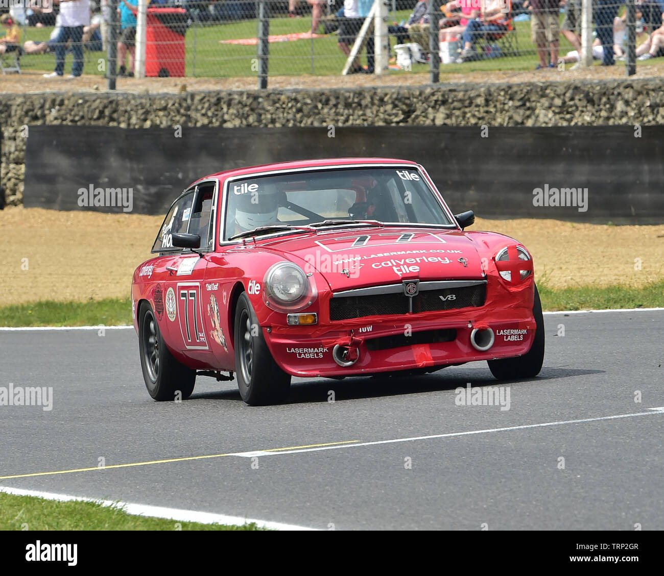 Barry Holmes, MGB GT V8, Bernies V8s, Classic US Muscle Cars, American Speedfest VII, Brands Hatch, June 2019, automobiles, Autosport, cars, circuit r Stock Photo