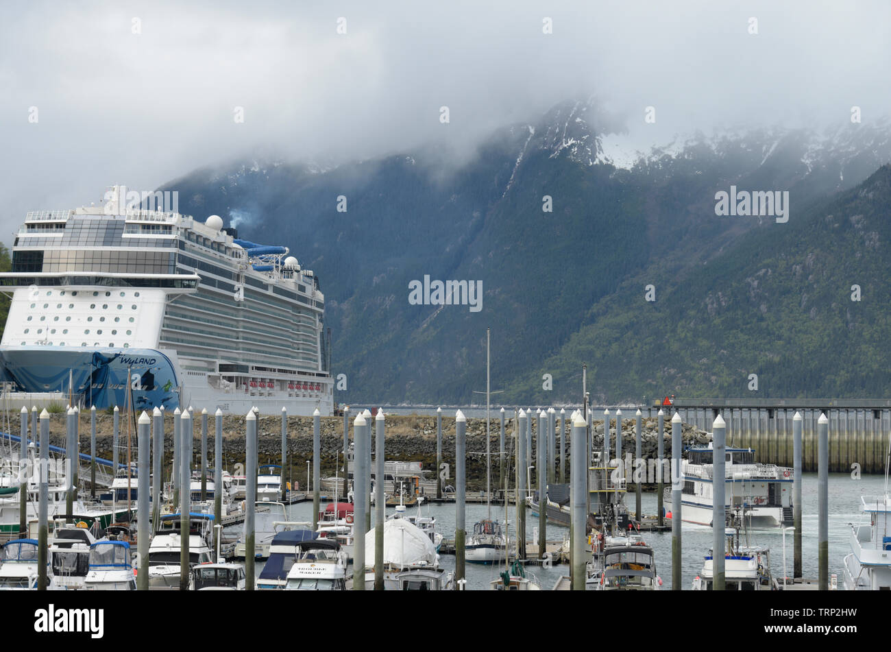 Harbor, Marina, Cruise Ship, Skagway, Alaska, Southeast Alaska, USA Stock Photo