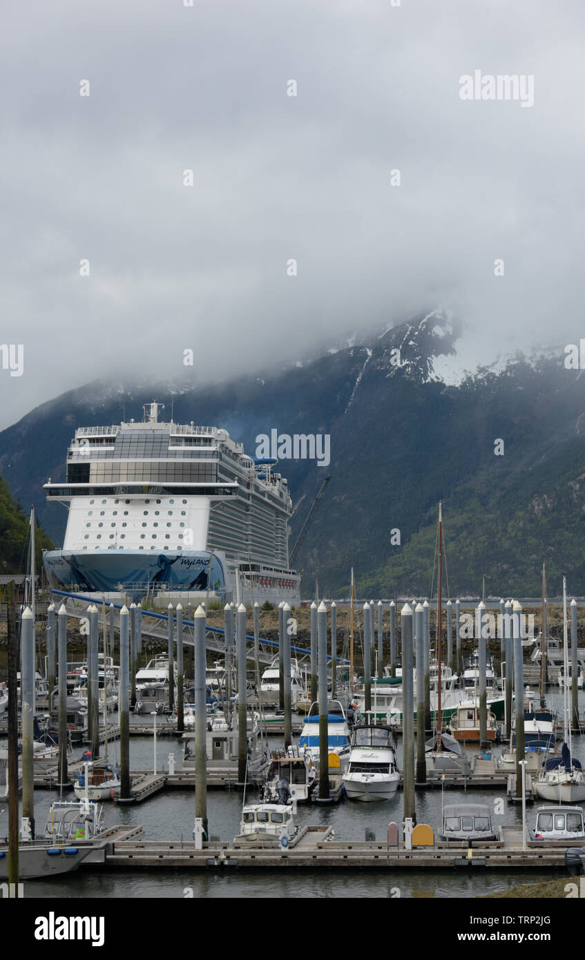 Harbor, Marina, Cruise Ship, Skagway, Alaska, Southeast Alaska, USA Stock Photo
