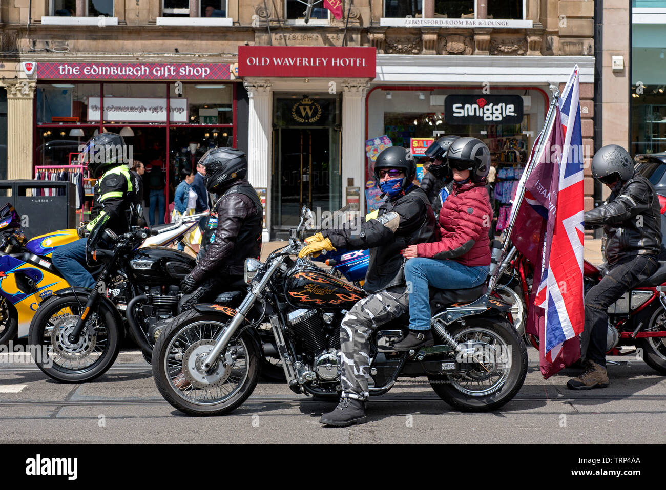 A show of support by bikers in Edinburgh for 'Soldier F'  who is currently facing charges from the Bloody Sunday shootings in Londonderry 1972. Stock Photo