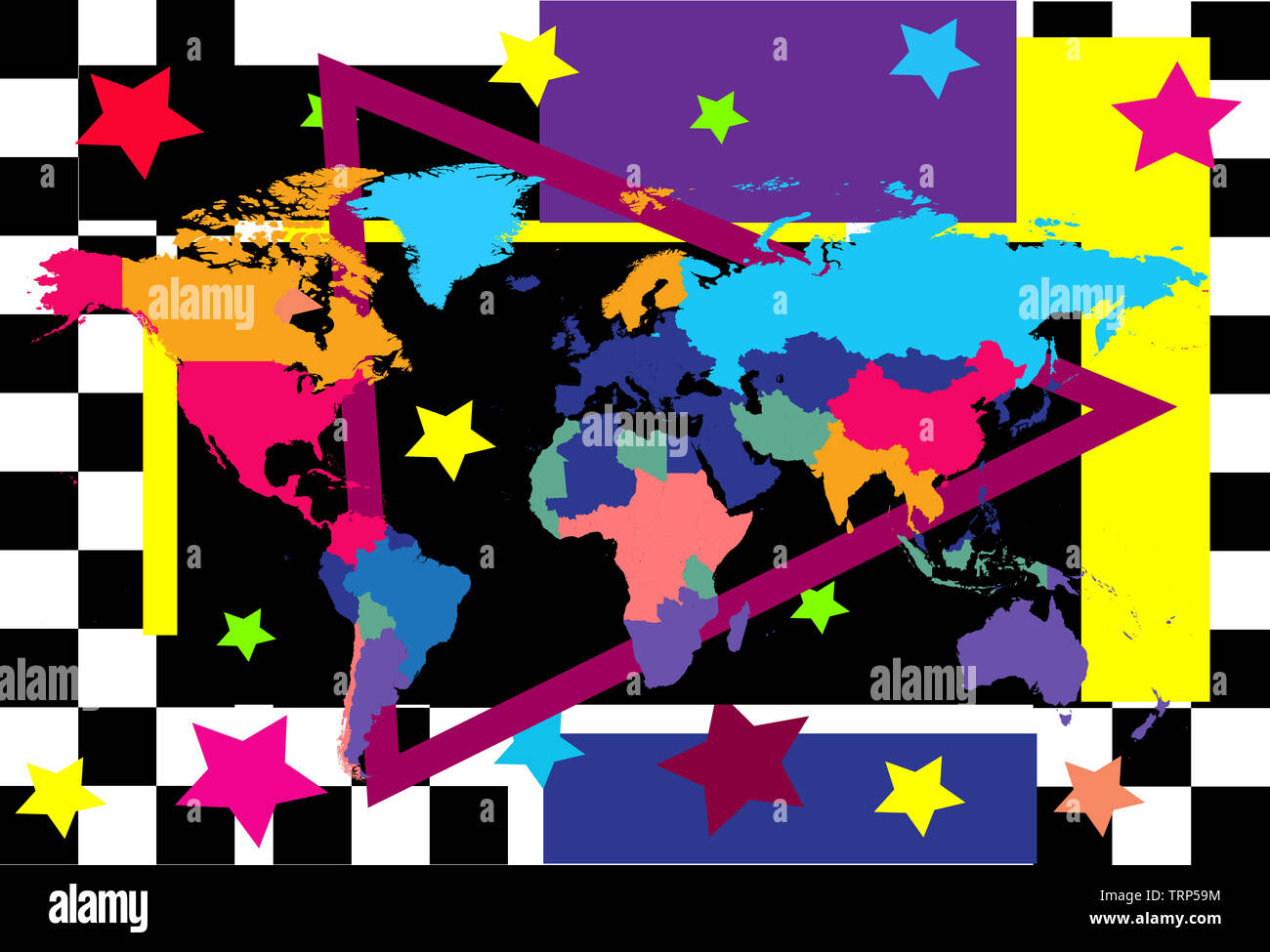 World map colorful pop art background, vector with countries Stock Photo -  Alamy