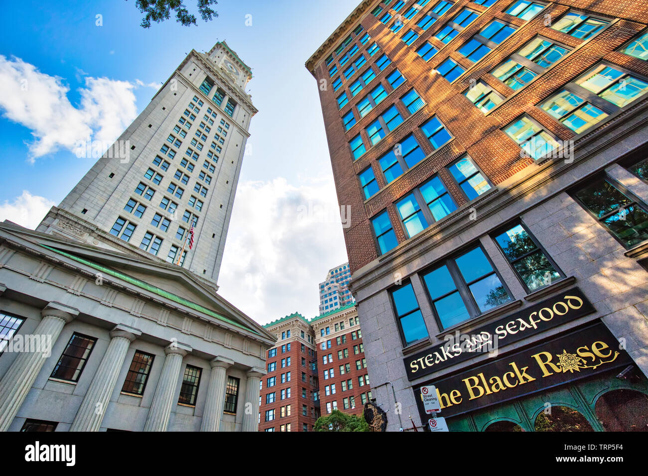 Boston, MA, USA-October 20, 2017: Faneuil Hall Marketplace and Boston Harbor South Market Stock Photo