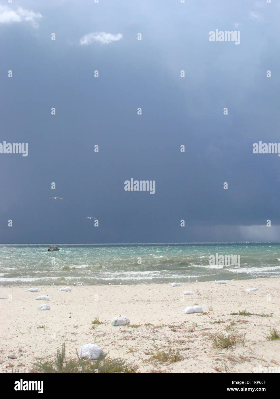Cloudy sky over the sea. Still life landscape of a stormy sky over sea ...